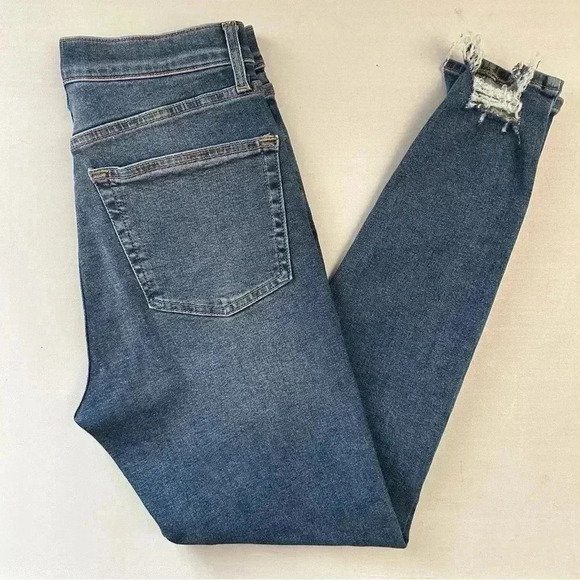 Topshop Jamie High Waisted Skinny Jeans Ankle Cropped Jagged  Hem Blue Size 26 - Picture 14 of 16